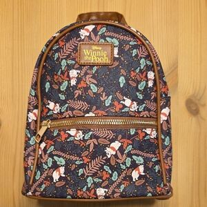 Disney Winnie the Pooh Floral Forest Mini Backpack - Navy/Brown New Never Used